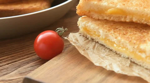Sandwiches for breakfast with mozzarella Stock Footage 66657027