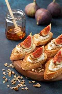 Sandwiches with figs Stock Photos