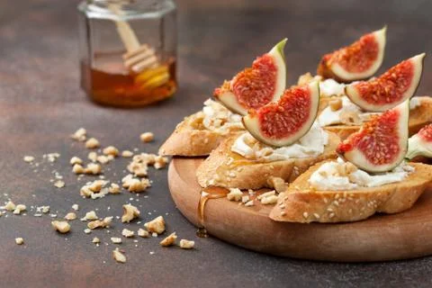 Sandwiches with figs Stock Photos