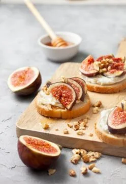 Sandwiches with figs Stock Photos