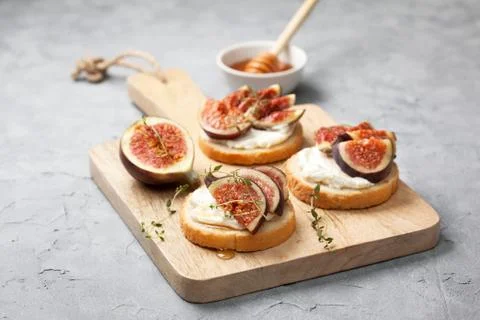 Sandwiches with figs Stock Photos