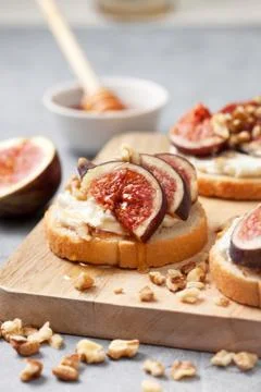 Sandwiches with figs Stock Photos