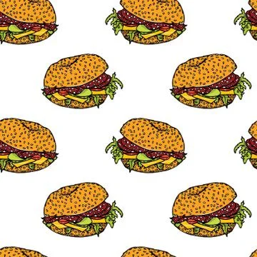 Sandwiches seamless pattern Stock Illustration