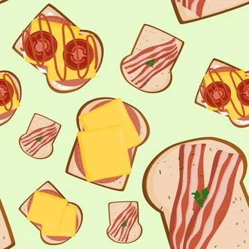 Sandwiches Seamless Pattern Vector Stock Illustration