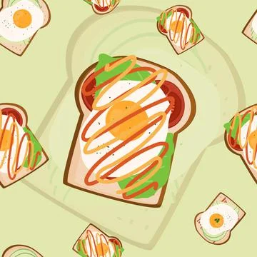 Sandwiches Seamless Pattern Vector Stock Illustration