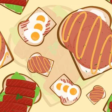 Sandwiches Seamless Pattern Vector Stock Illustration