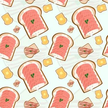 Sandwiches Seamless Pattern Vector Stock Illustration