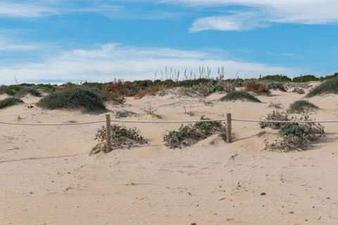 Sandy area protected from the beach Stock Photos