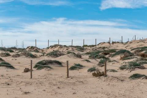 Sandy area protected from the beach Stock Photos