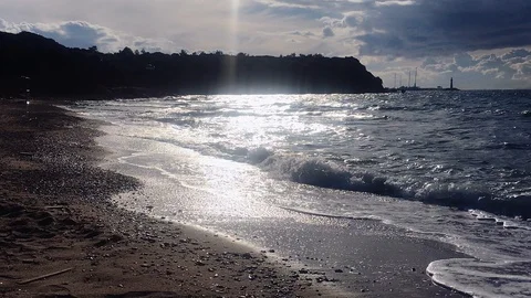 Sandy bay with bright sunlight. Stock Footage 102033775