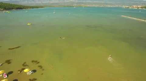 Sandy beach from the air Stock Footage 53558663