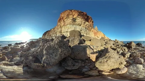 Sandy beach and beautiful cliffs, VR360, VR, 360VR Video stock 107210318