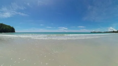 Sandy beach and blue sea. Stock Footage 233264742