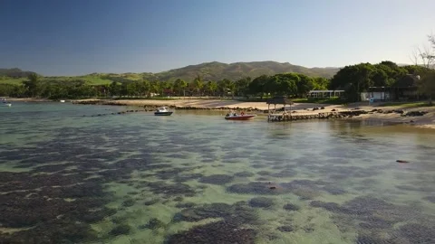 Sandy beach and clear Lagoon in BelOmbre, Mauritius Stock Footage 141721731