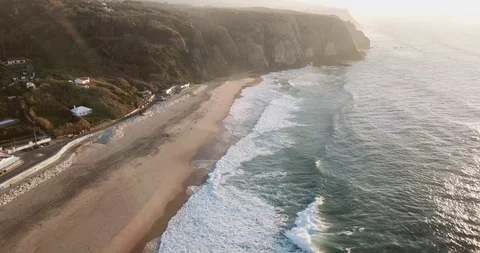 Sandy beach and forest on the ocean from a bird's-eye view Stock Footage 130168788