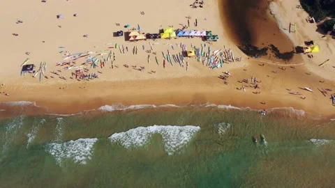 Sandy beach and lagoon of Curl Curl beach in Sydney – life savers club 4k. Stock Footage 169446130