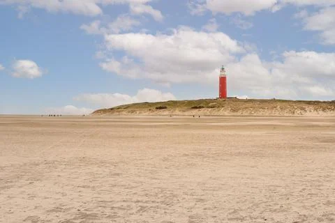 Sandy beach and lighthouse called "Eierland" Stock-Fotos