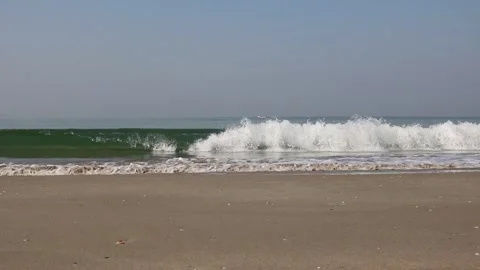 Sandy beach and oceanic sea waves. Stock Footage 138942425