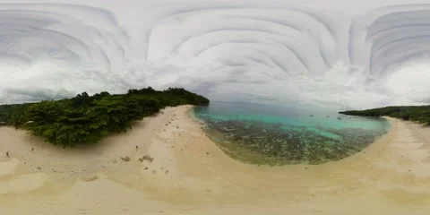 Sandy beach and palm trees. Philippines, Mindanao. 360-Degree view. Stock Footage 140684083