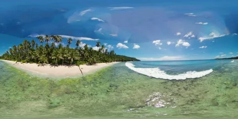 Sandy beach and palm trees. 360 panorama VR. Stockbeeldmateriaal 140687234