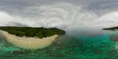 Sandy beach and palm trees. Philippines, Mindanao. 360-Degree view. Stock Footage 153665262