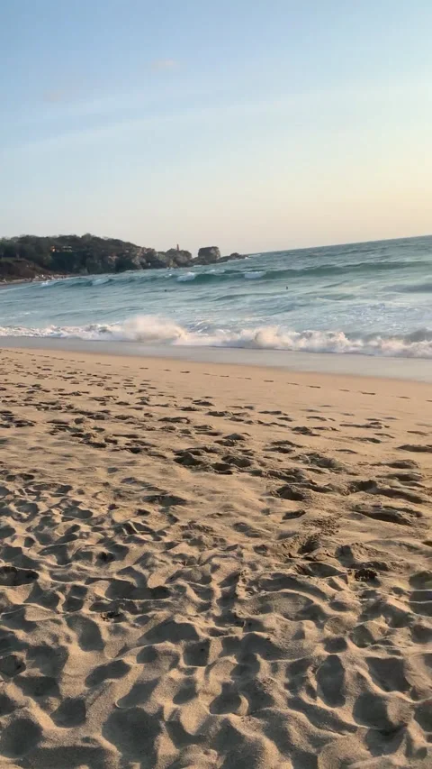 Sandy Beach and People Vertical HD Stock Footage 175857093