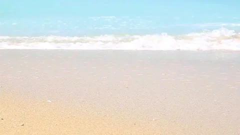 Sandy beach and sea waves with beautiful emerald water . Stock Footage 150416930