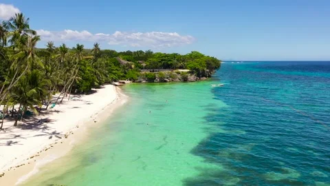Sandy beach and tropical sea. Panglao island, Philippines. Stock Footage 343334258