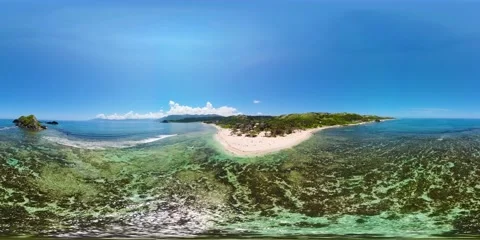 Sandy beach and turquoise water. Philippines. 360VR. 8k Video. Stock Footage 204885196