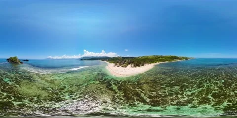 Sandy beach and turquoise water. Philippines. 360VR. Stock Footage 220134971