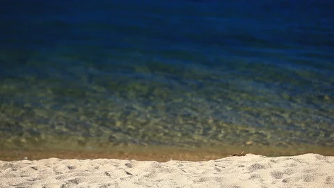 Sandy Beach and Water Background of Lake Tahoe California Stock Footage 97024026