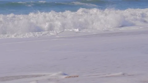 Sandy beach and waves of ocean Stock Footage 122739529