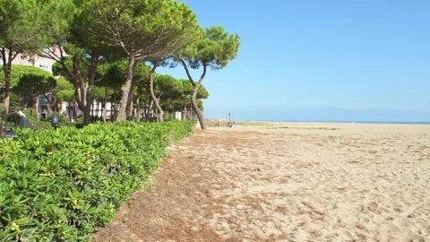 The sandy beach at Argeles Plage Stock Footage 285965641