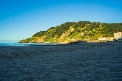 Sandy beach on the Atlantic Ocean, Basque Country, Spain Stock Photos