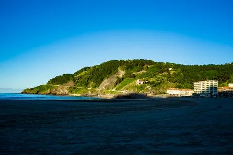 Sandy beach on the Atlantic Ocean, Basque Country, Spain Stock Photos
