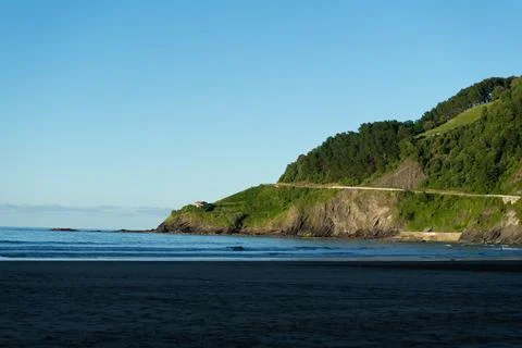 Sandy beach on the Atlantic Ocean, Basque Country, Spain Stock Photos