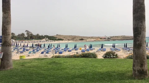 Sandy Beach, Ayia Napa On A Cloudy Day Stock Footage 107102735