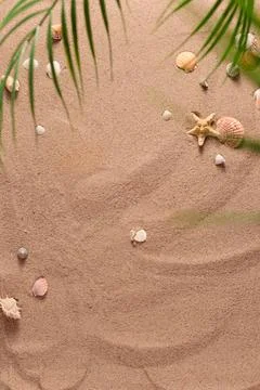 Sandy beach background serves as the primary element, a vast expanse of fine, 写真素材