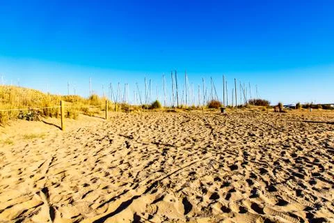 Sandy beach on the beach. Stock Photos