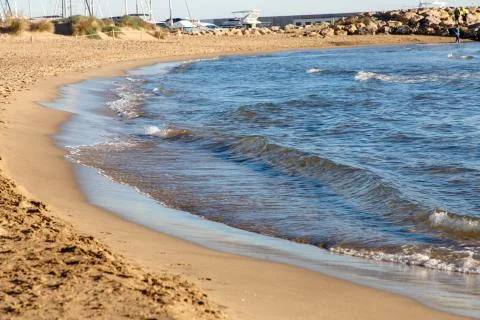 Sandy beach on the beach. Stock Photos