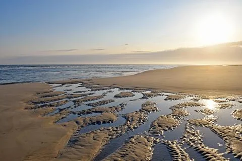 Sandy beach beach with ripple pattern Spiekeroog East Frisian Island East Stock Photos