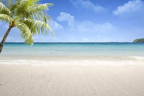 Sandy beach with the blue ocean Foto stock