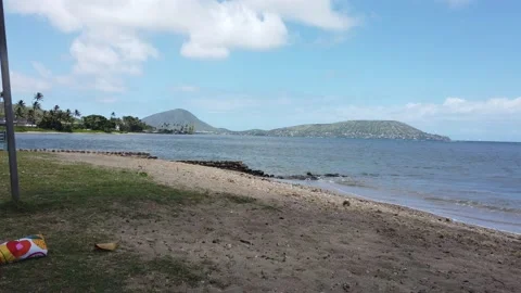 Sandy Beach with Blue Skies Stock Footage 155364730