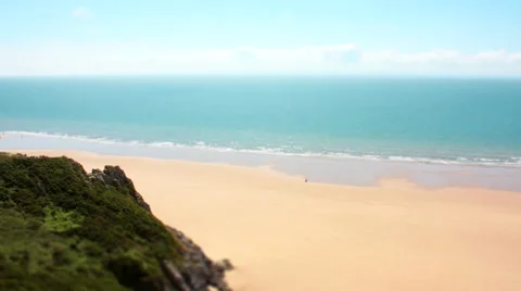 Sandy Beach with Cliff. Tilt Shift Timelapse 스톡 동영상 57512430