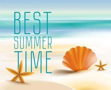 Sandy beach cost ocean Stock Illustration