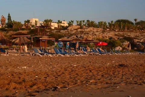 Sandy beach in Cyprus Stock Photos