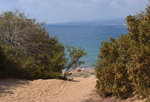 Sandy beach in Cyprus Stock Photos
