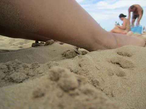 Sandy beach day closeups Stock Photos