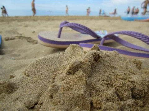 Sandy beach day closeups Stock Photos