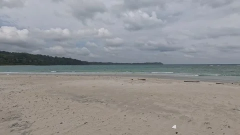 Sandy Beach Facing Ocean, Ross and Smith Islands, Andaman Islands Stock Footage 339371700